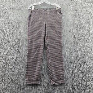 J‎ Jill Womens Straight Leg Houndstooth Pull On Ankle Pants 6 Red Blue Cuffed